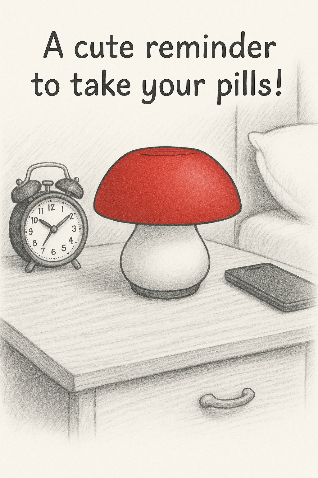 Mushroom Pill Organizer: 7-Day Weekly Vitamin Case with Weighted Base